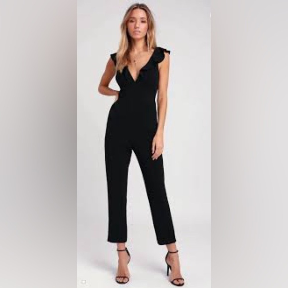 NWT Lulus Black Ruffled Jumpsuit